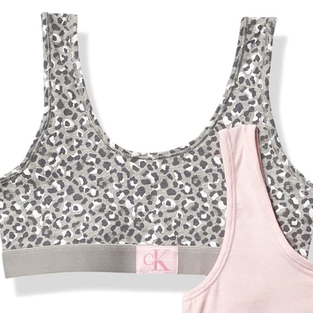 Calvin Klein Cotton Bralette Cheetah Animal Print Grey & Pink Extra Small